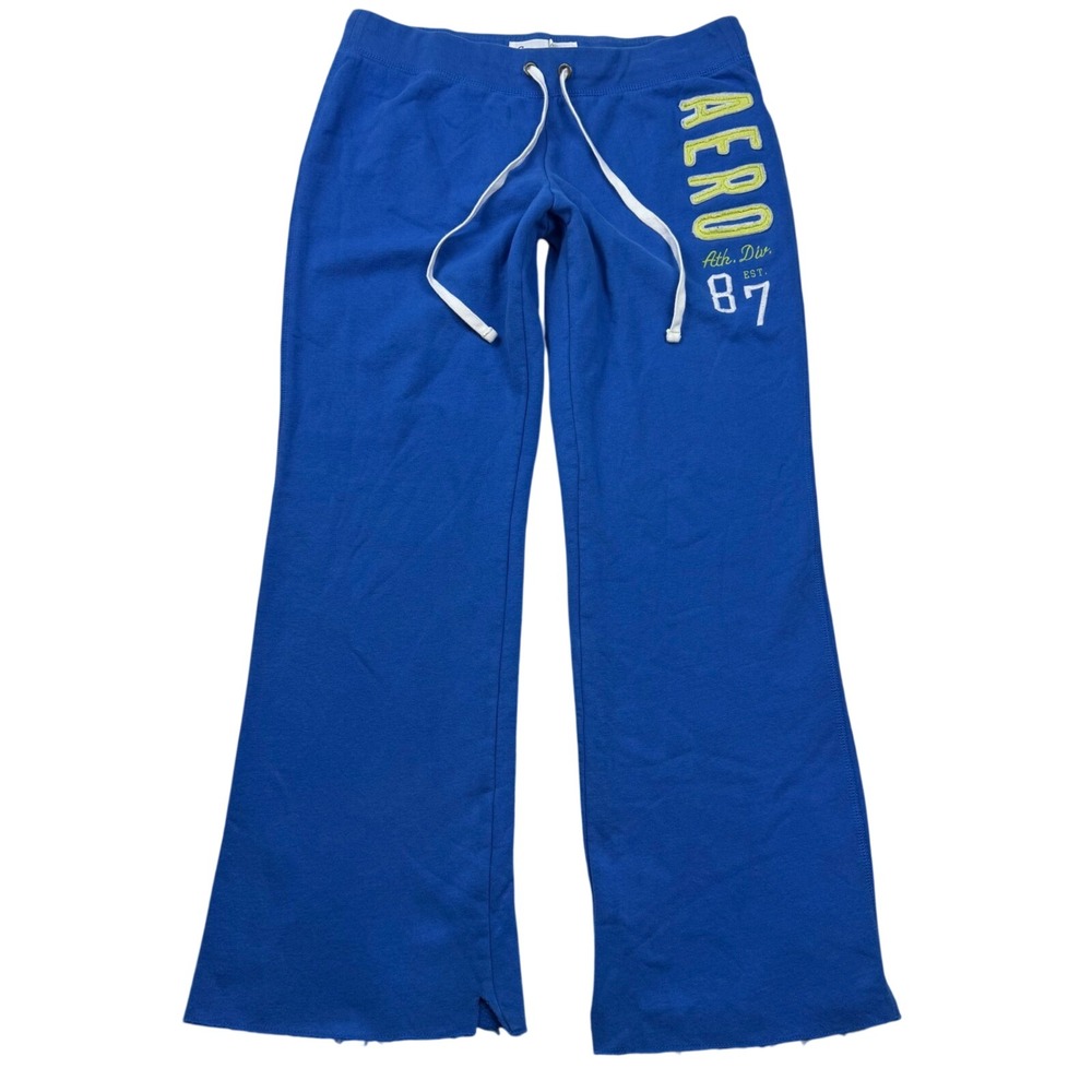 VTG Y2K Aeropostale Blue Puff Print Flare Sweatpants Ath Div 87 Large Mall Core